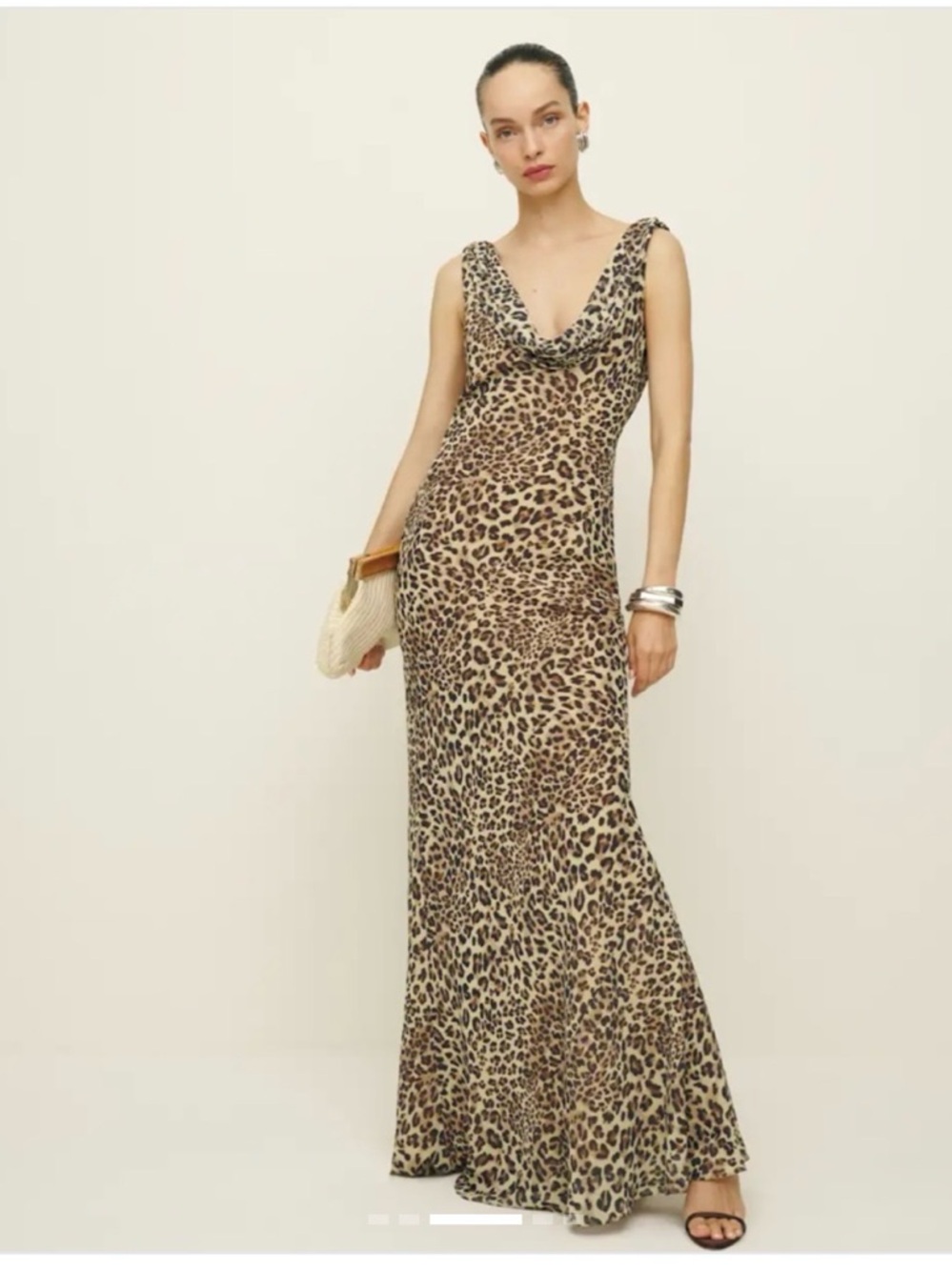 Reformation Leopard Print Cowl Neck Maxi Dress - Tan/Black